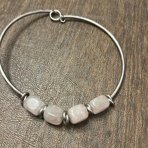 Vintage Silpada Sterling Silver and Pink Rose Quartz Necklace  16”